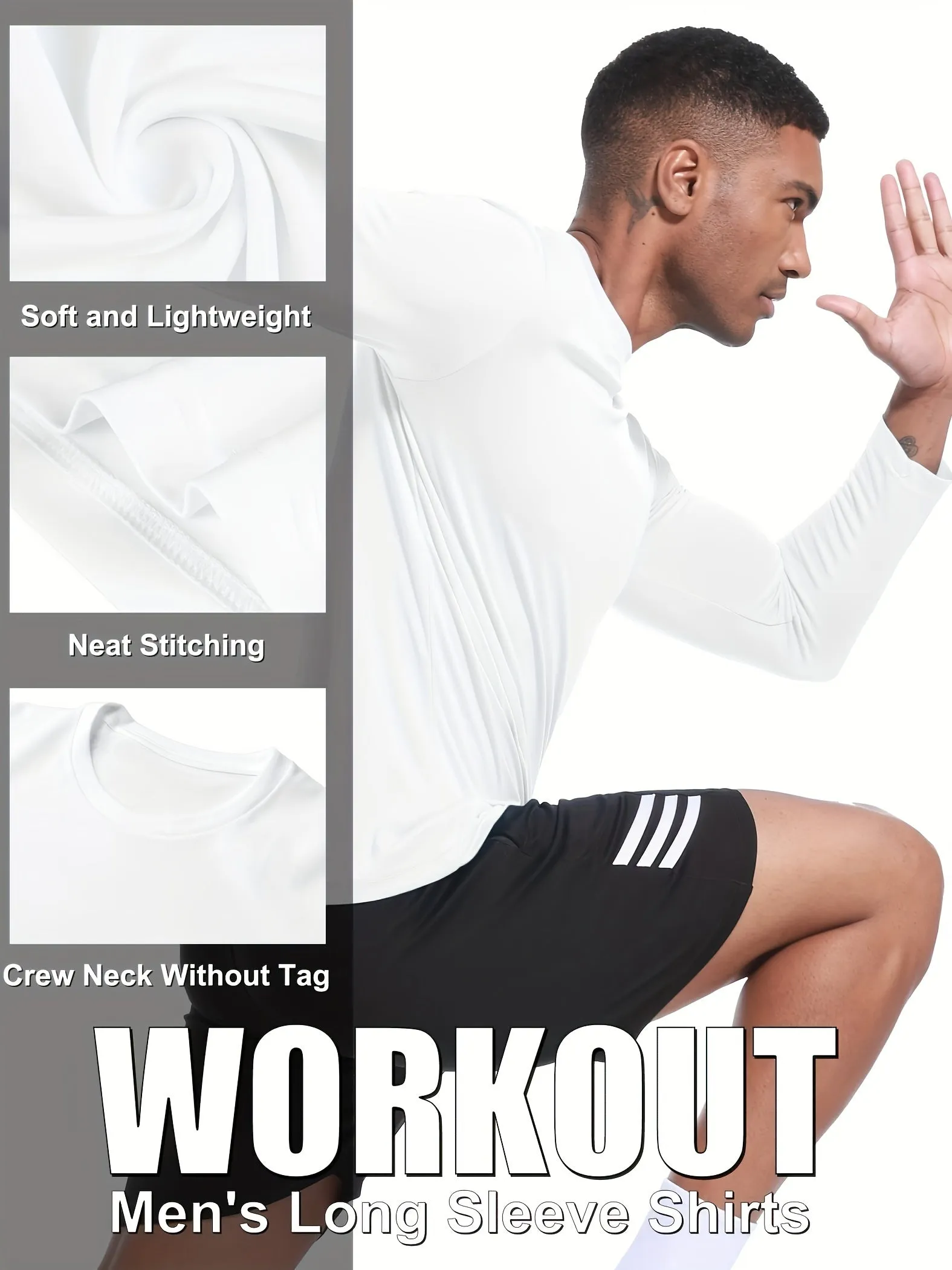 10-Pack Men's Quick-Dry Long Sleeve T-Shirts - Moisture-Wicking Casual Workout Performance Tees
