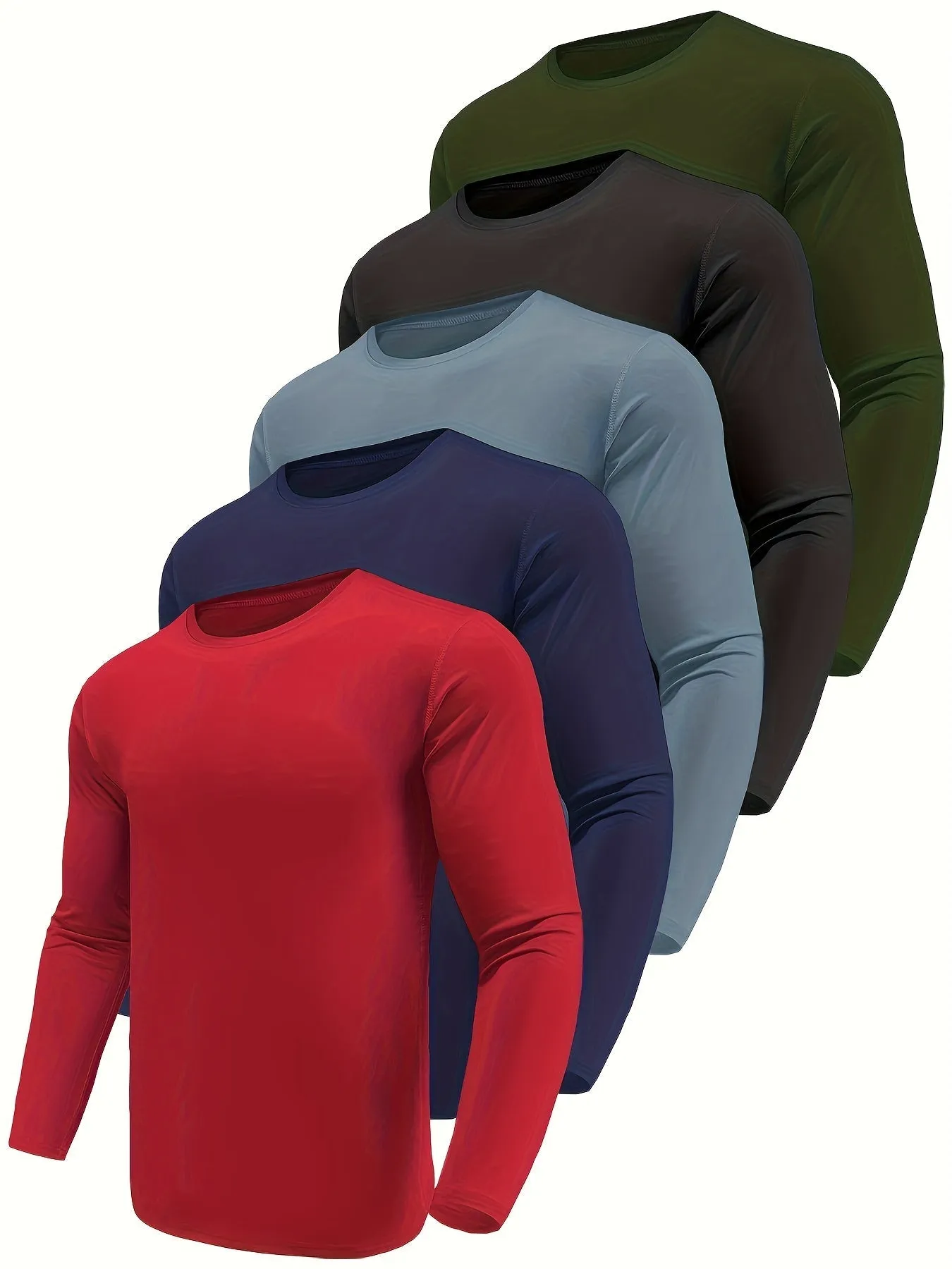 10-Pack Men's Quick-Dry Long Sleeve T-Shirts - Moisture-Wicking Casual Workout Performance Tees