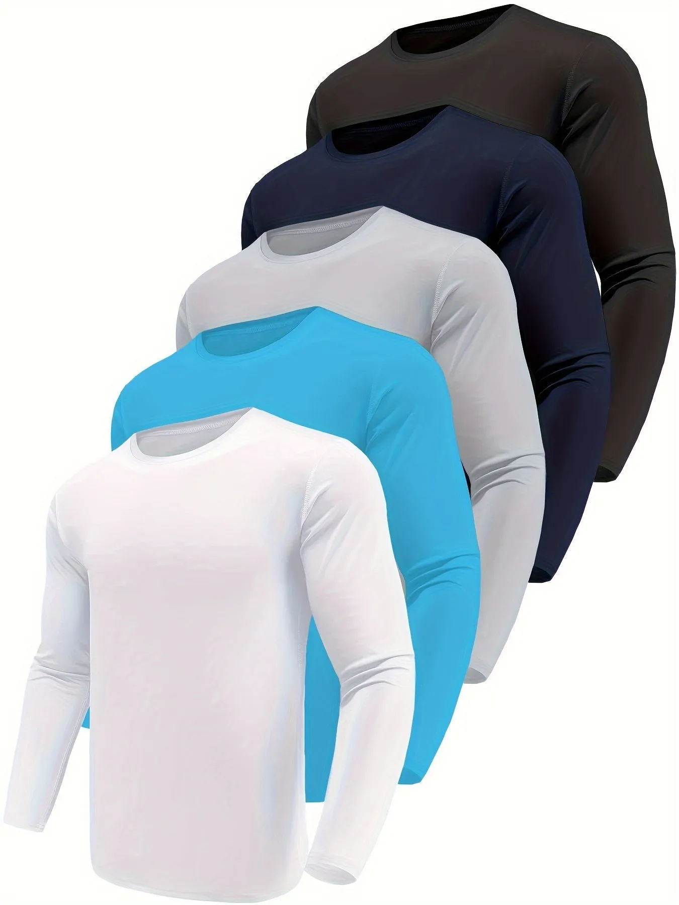 10-Pack Men's Quick-Dry Long Sleeve T-Shirts - Moisture-Wicking Casual Workout Performance Tees