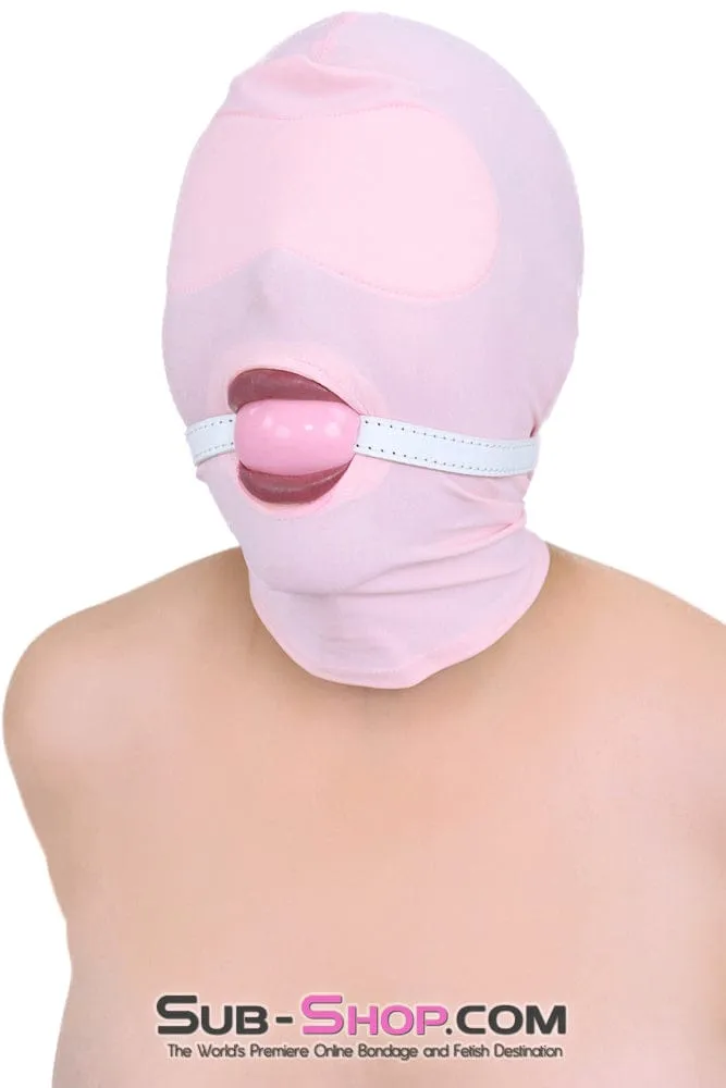 1145DL      Pink Spandex Open Mouth Hood with Sewn In Blindfold - MEGA Deal