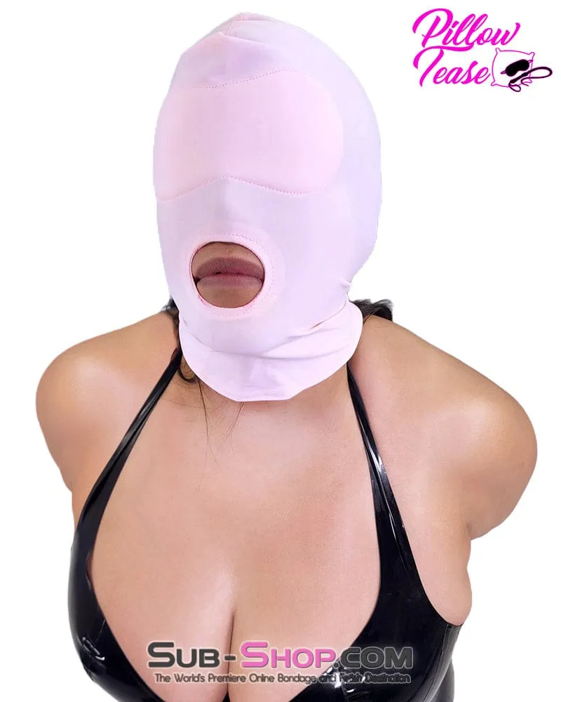 1145DL      Pink Spandex Open Mouth Hood with Sewn In Blindfold - MEGA Deal