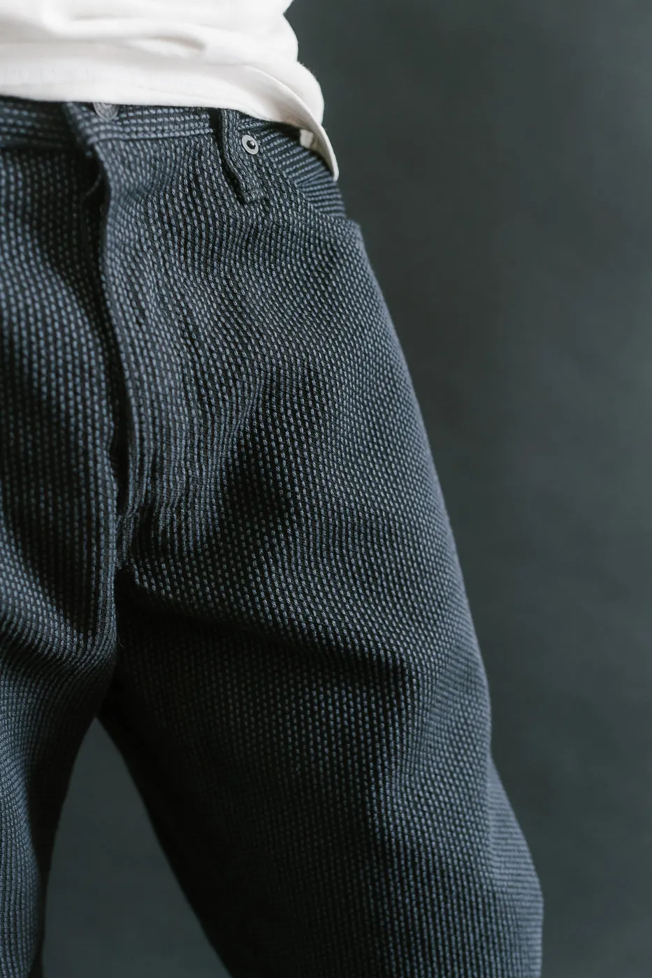 1170-1-BK - Sashiko Denim Loose Fit - Black x Gray