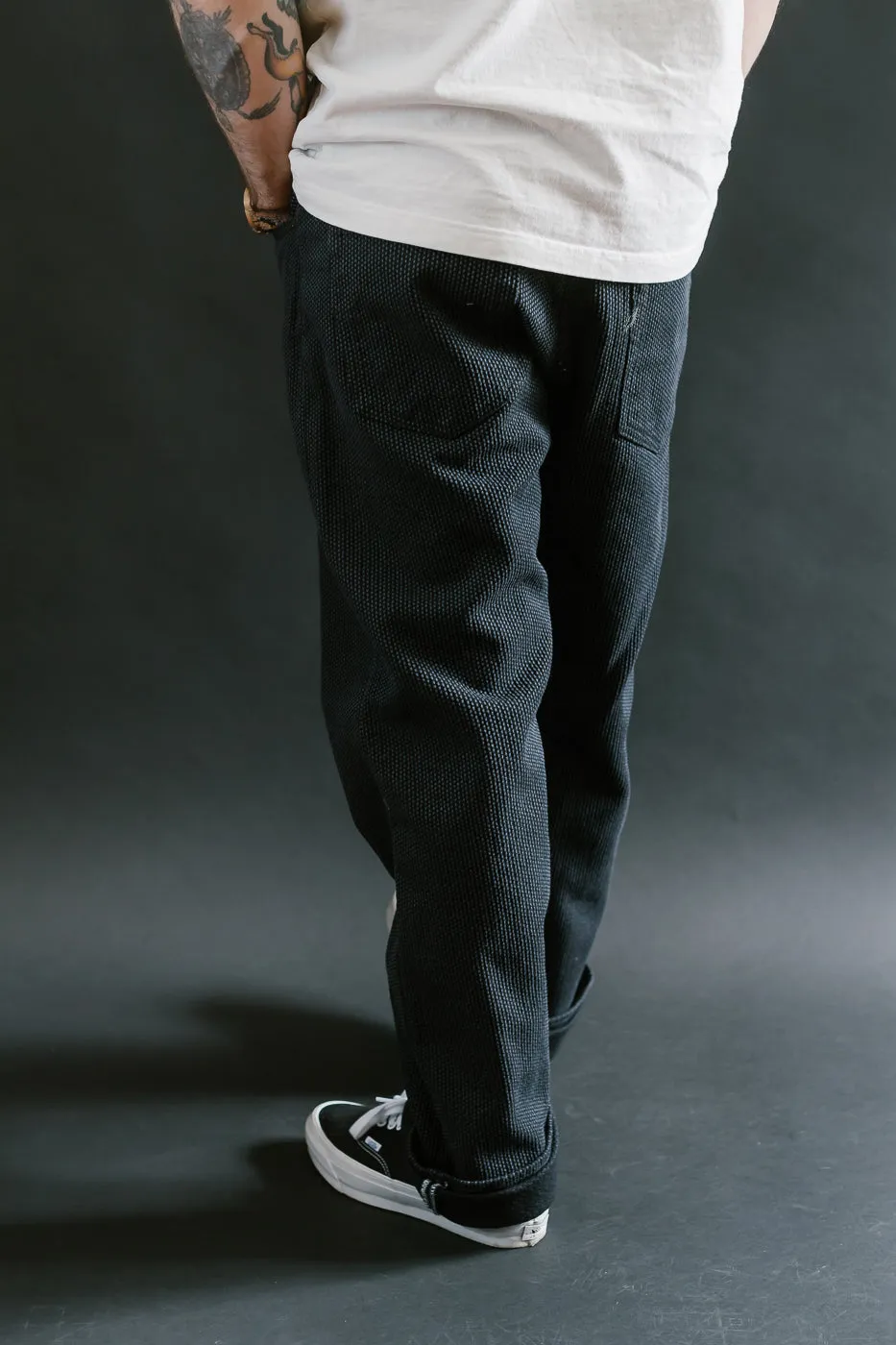1170-1-BK - Sashiko Denim Loose Fit - Black x Gray