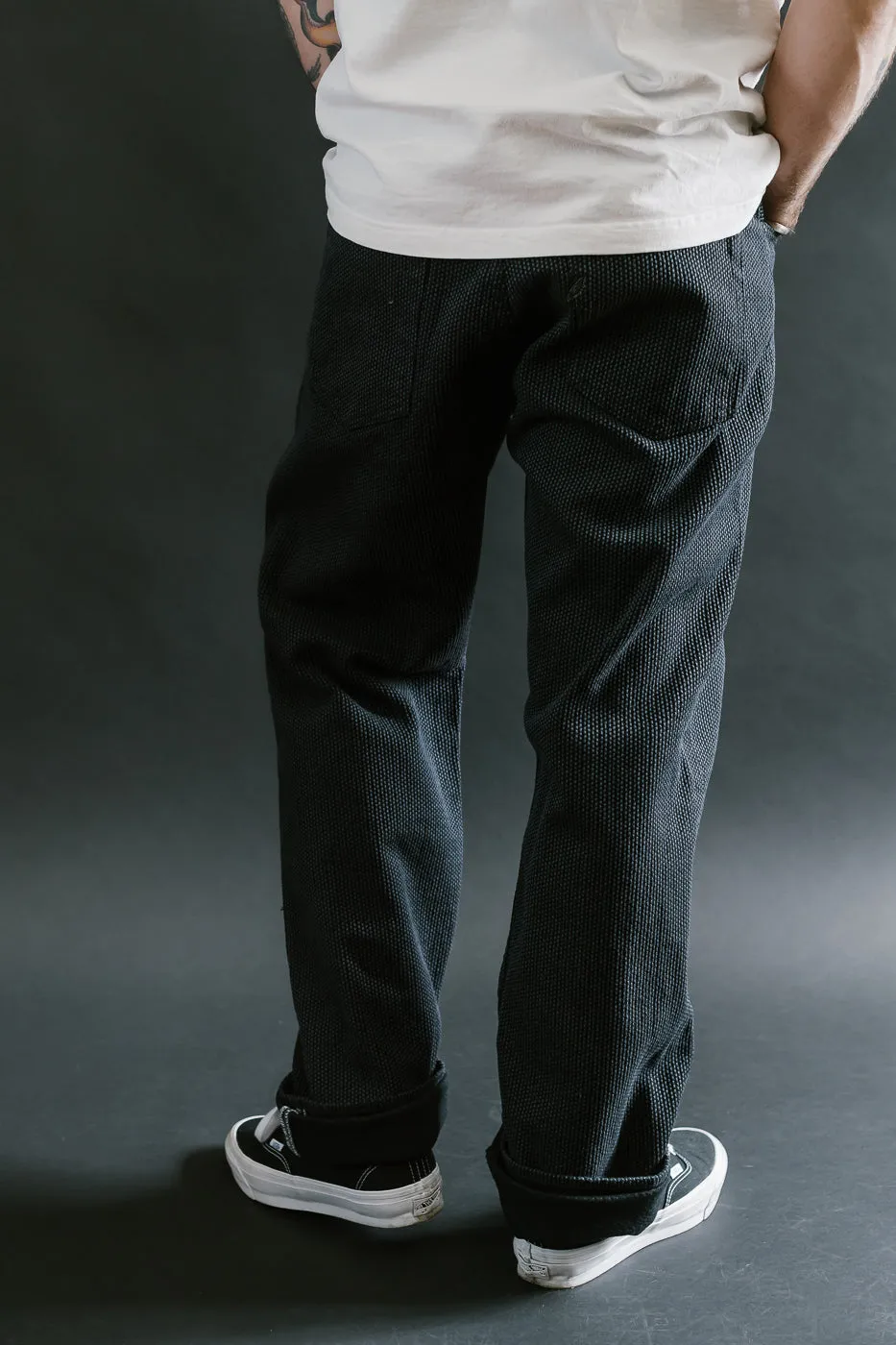 1170-1-BK - Sashiko Denim Loose Fit - Black x Gray