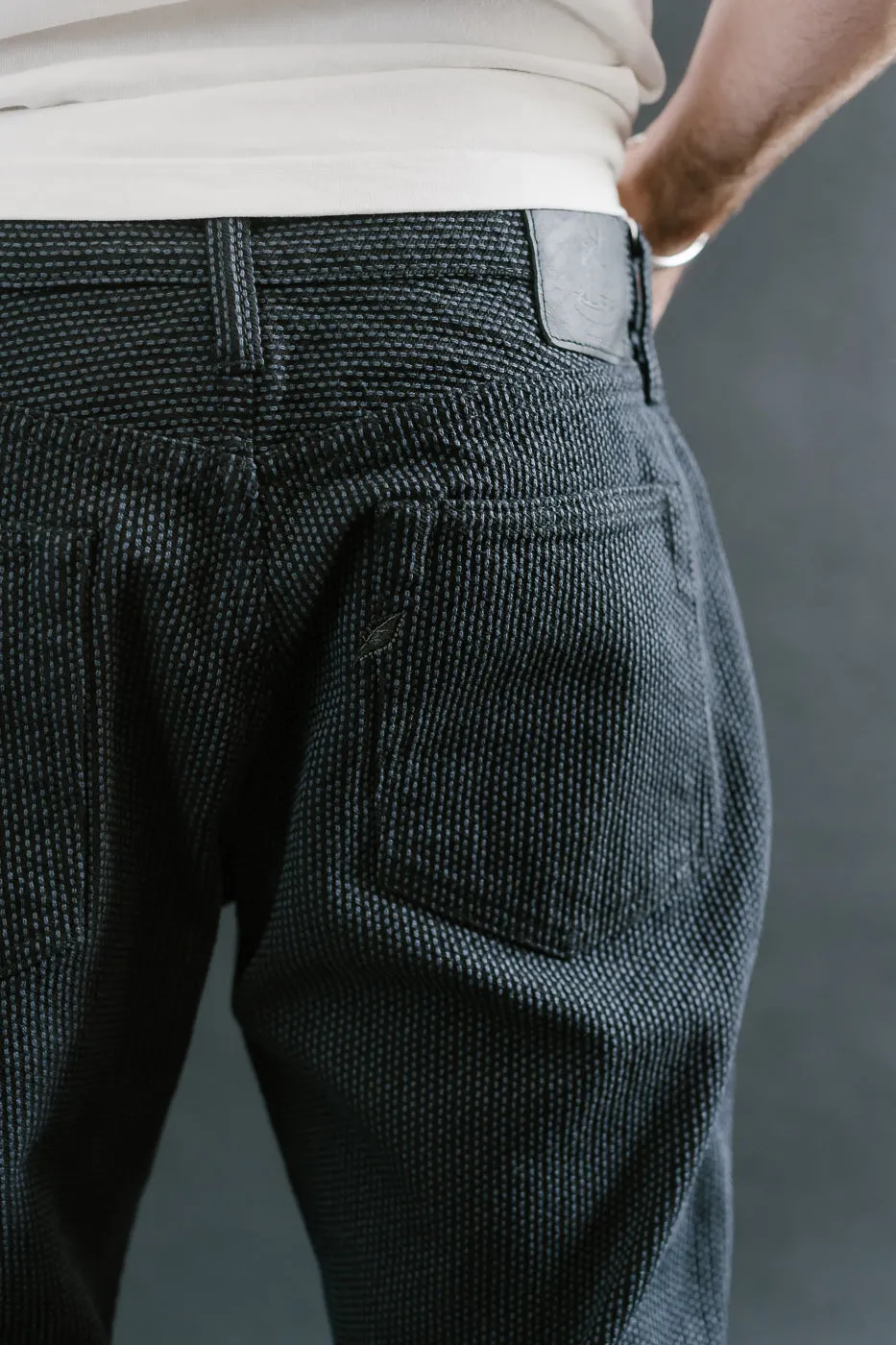 1170-1-BK - Sashiko Denim Loose Fit - Black x Gray