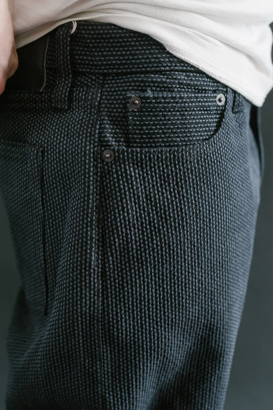 1170-1-BK - Sashiko Denim Loose Fit - Black x Gray