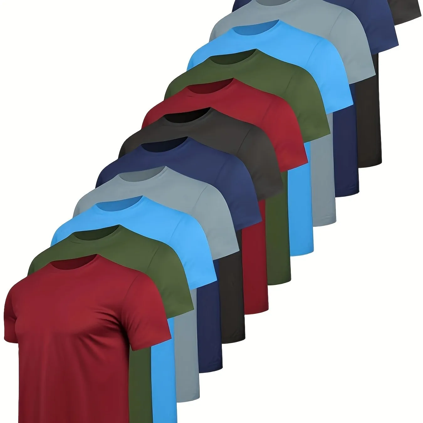 12-Pack Men's Quick-Dry Athletic T-Shirts - Moisture-Wicking, Short Sleeve Crew Neck Tops for Running & Outdoor Activities