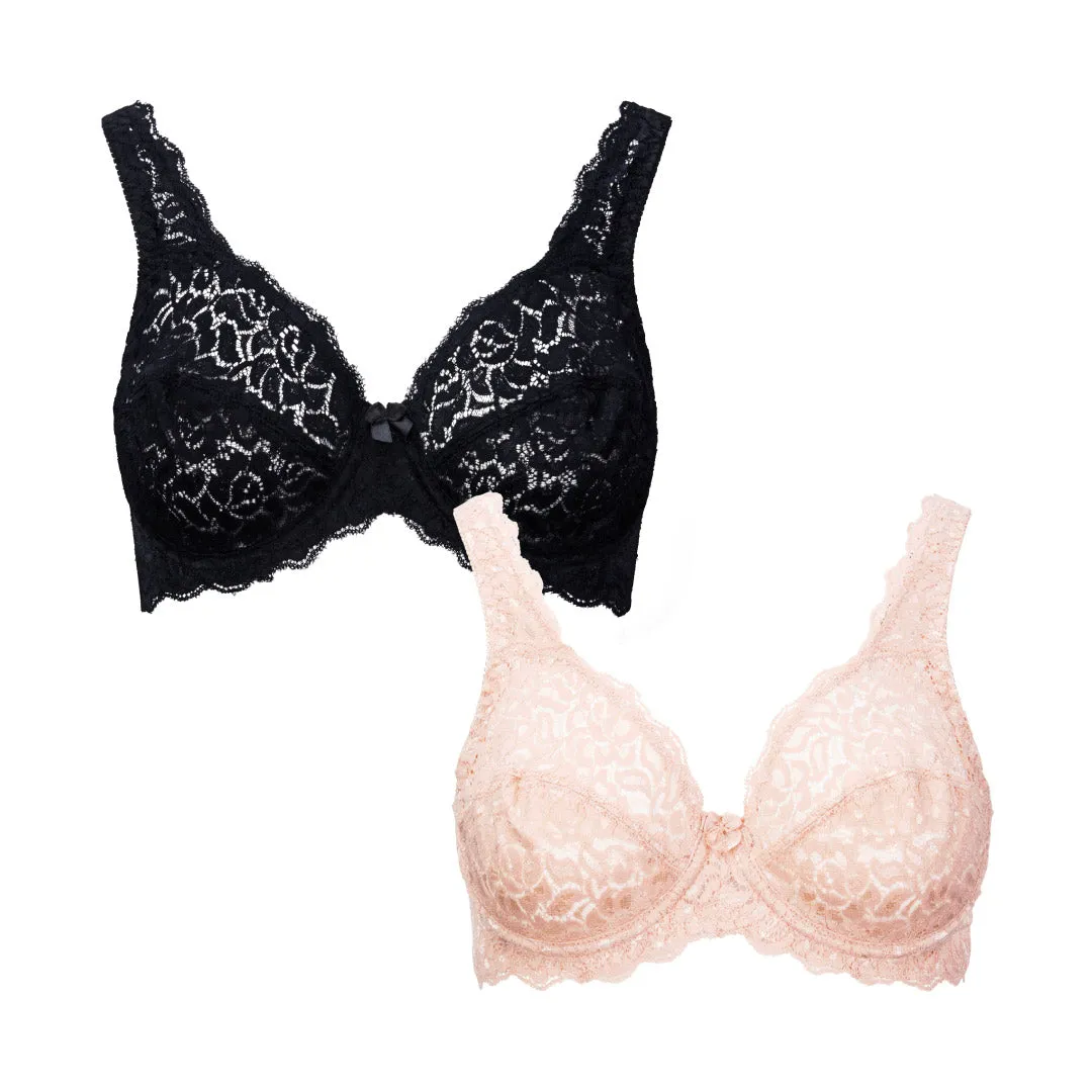 2 Pack Stretch Lace Unpadded Bras