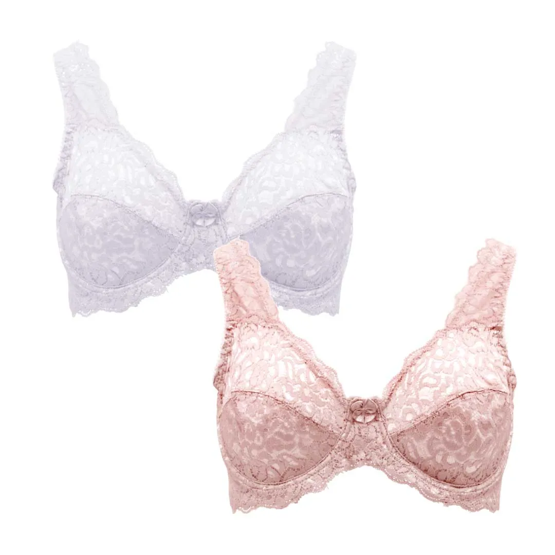 2 Pack Stretch Lace Unpadded Bras