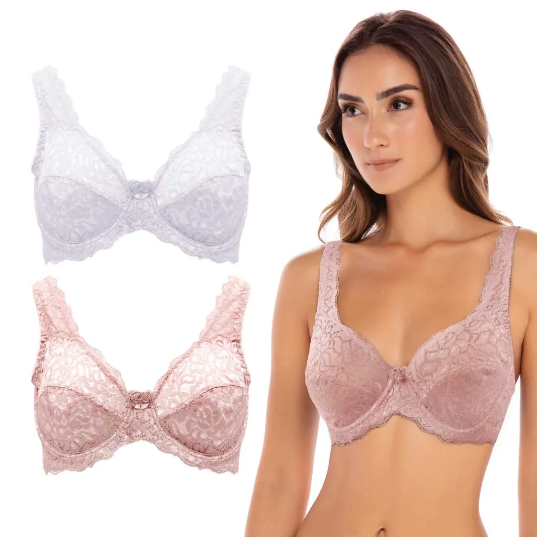 2 Pack Stretch Lace Unpadded Bras