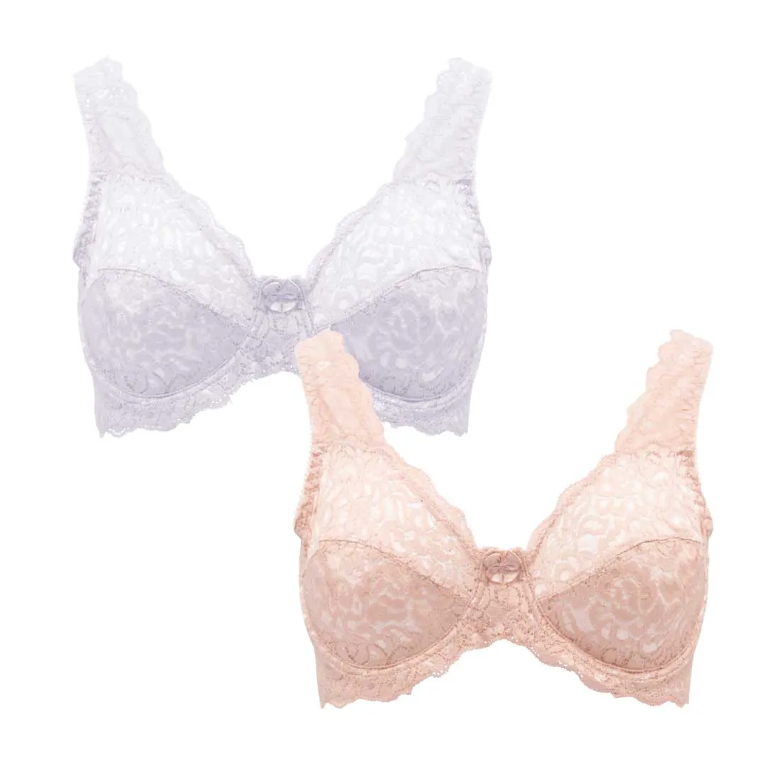 2 Pack Stretch Lace Unpadded Bras