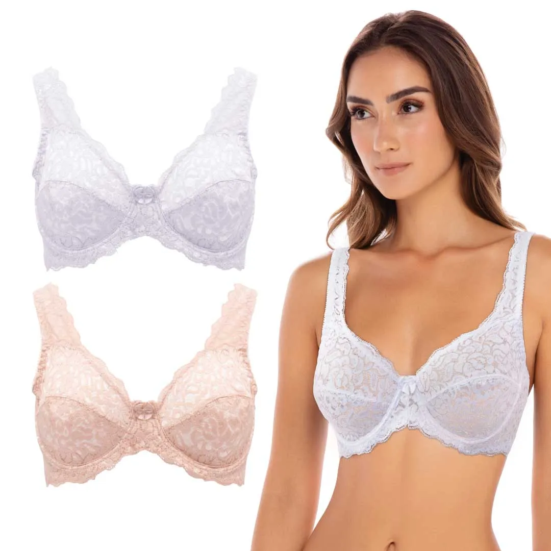 2 Pack Stretch Lace Unpadded Bras