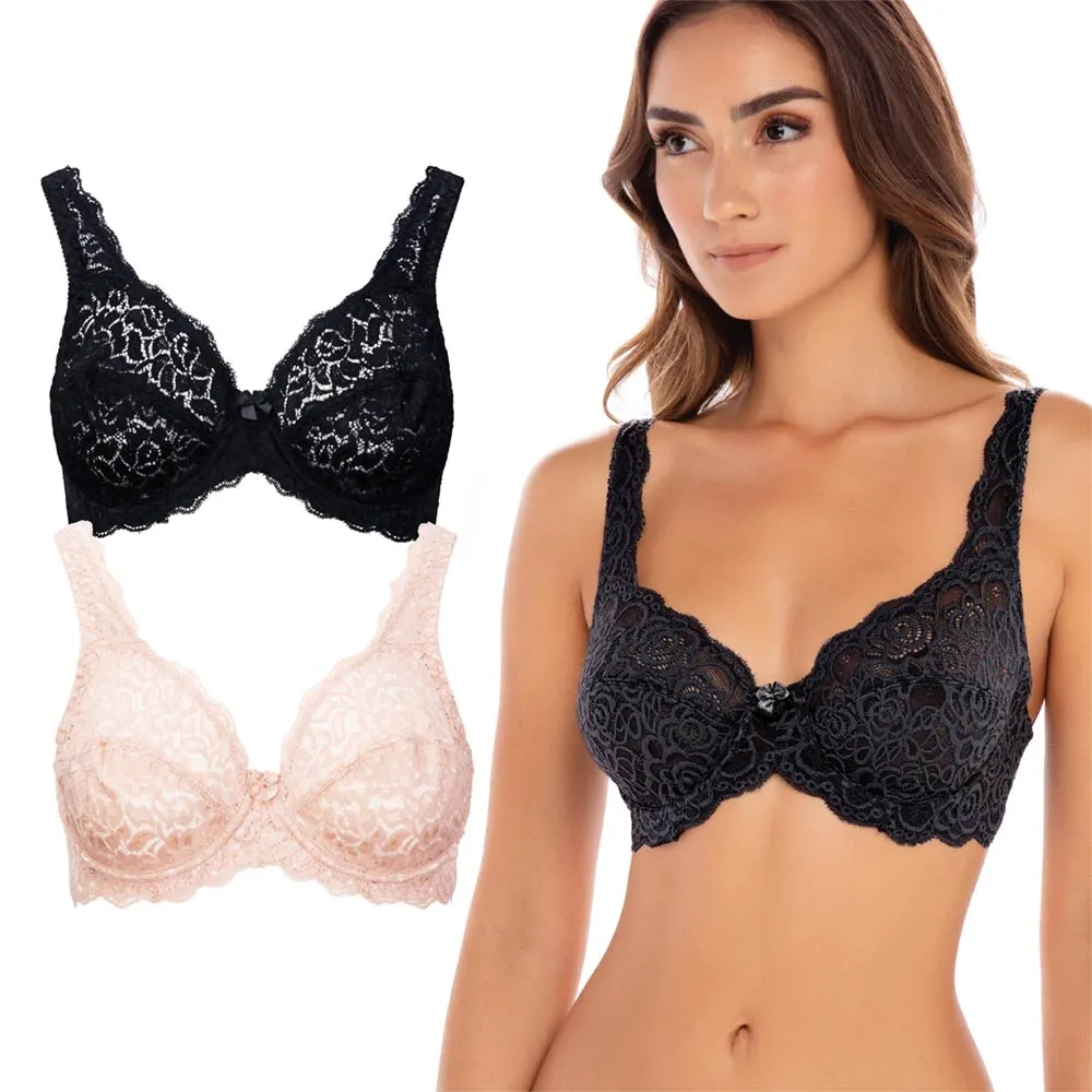 2 Pack Stretch Lace Unpadded Bras