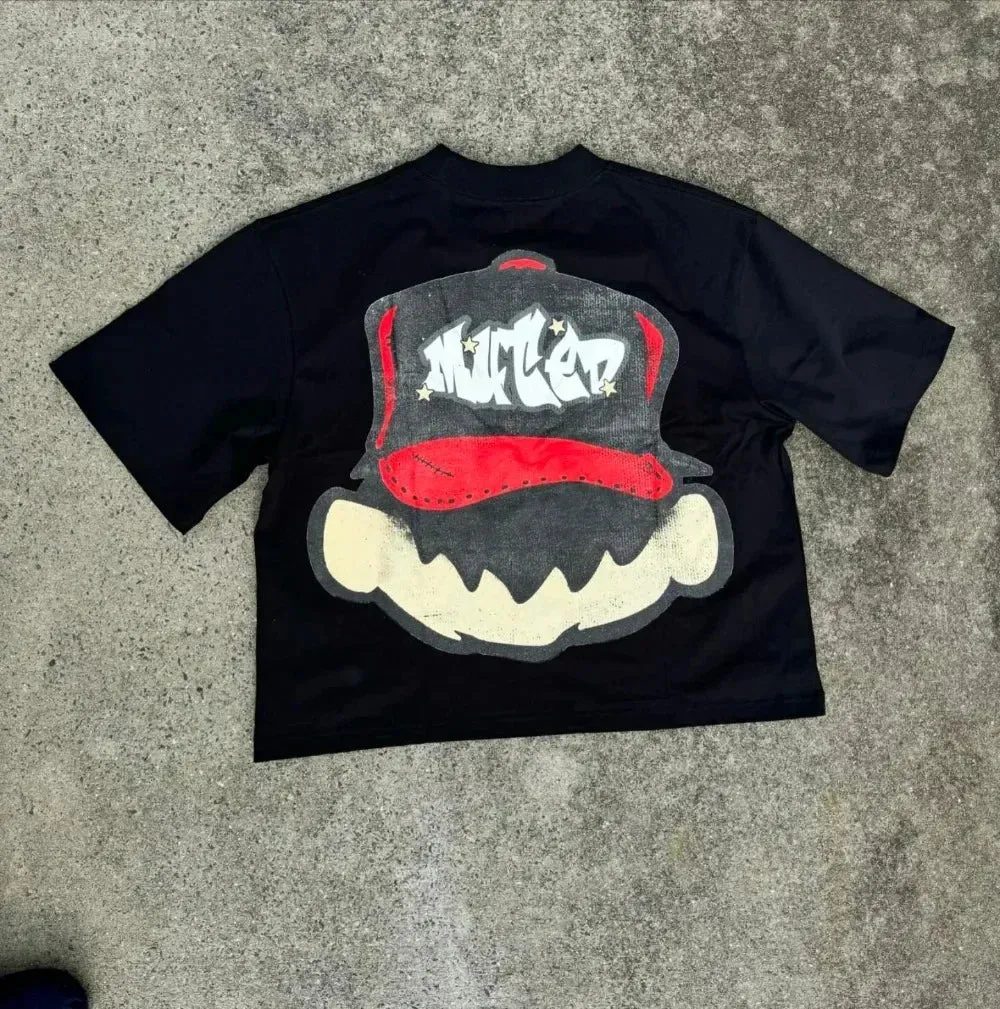 2024 New Anime Kid Street Clothing Pattern T-shirt Harajuku Y2k Top Men's Casual Round Neck T-shirt Hip Hop Gothic Short Sleeve