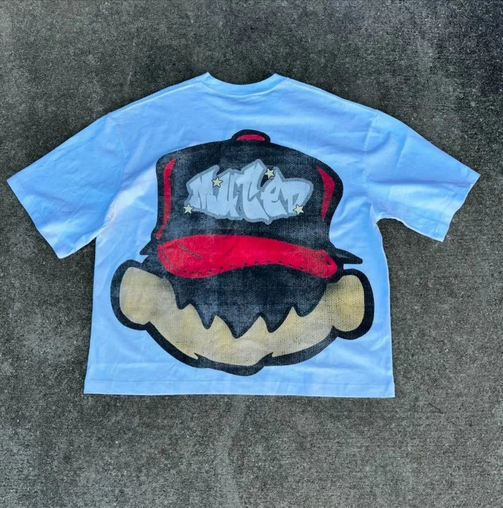 2024 New Anime Kid Street Clothing Pattern T-shirt Harajuku Y2k Top Men's Casual Round Neck T-shirt Hip Hop Gothic Short Sleeve