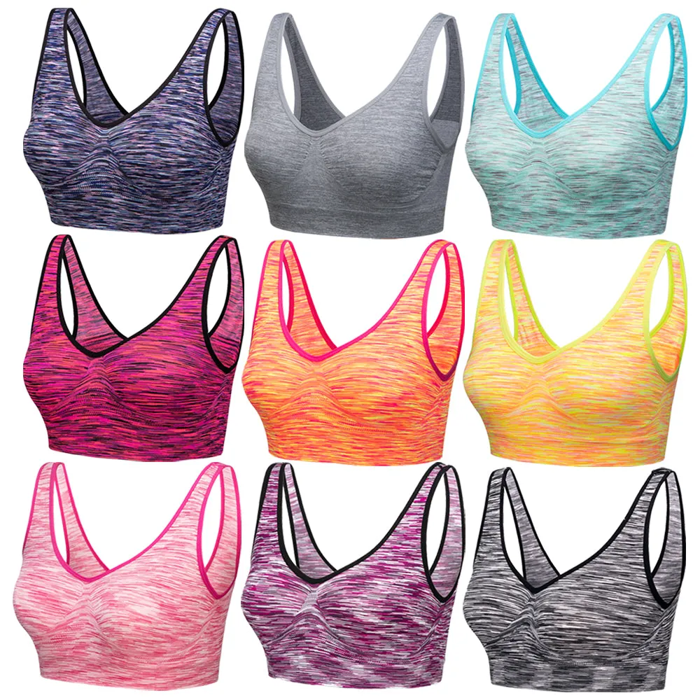 3 Pack Comfort Marl Seamless Bras - Black/ Purple/ Pink