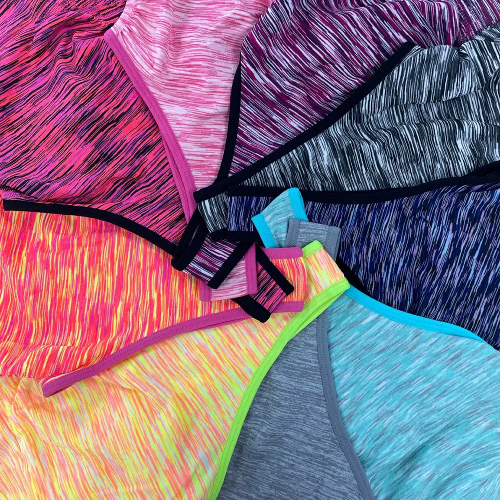 3 Pack Comfort Marl Seamless Bras - Black/ Purple/ Pink