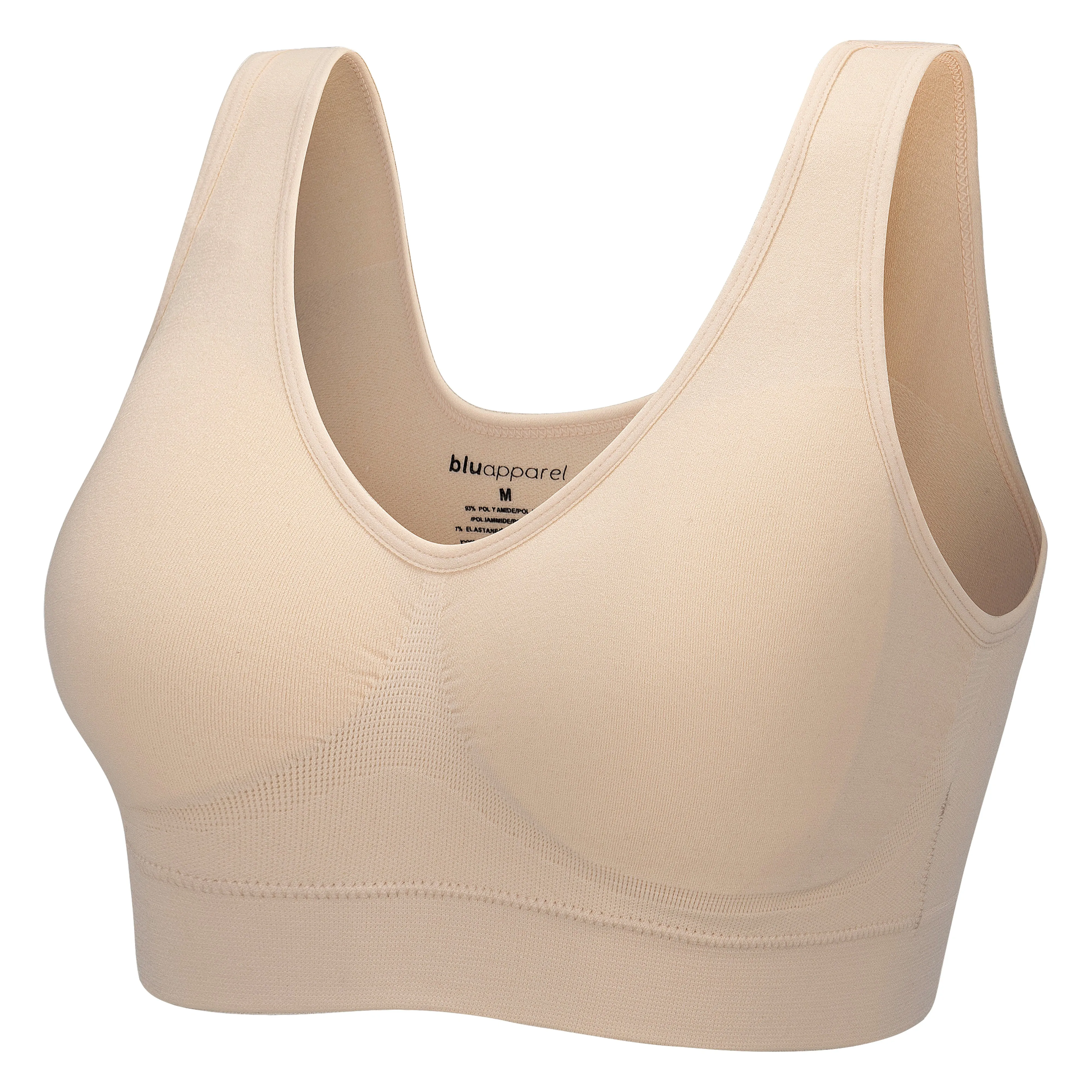 3 Pack Padded Seamless Comfort Bra - Black / White / Nude