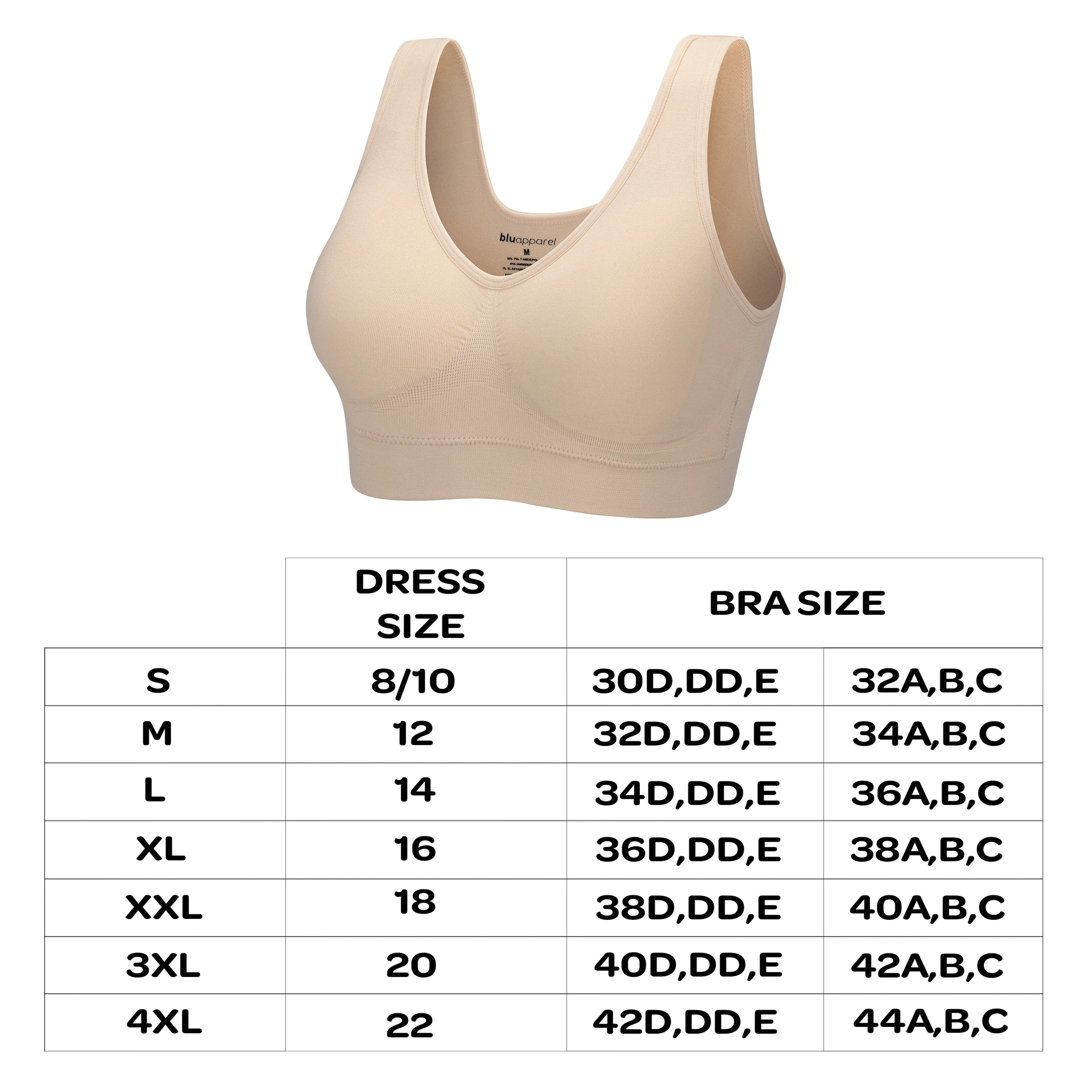 3 Pack Padded Seamless Comfort Bra - Black / White / Nude