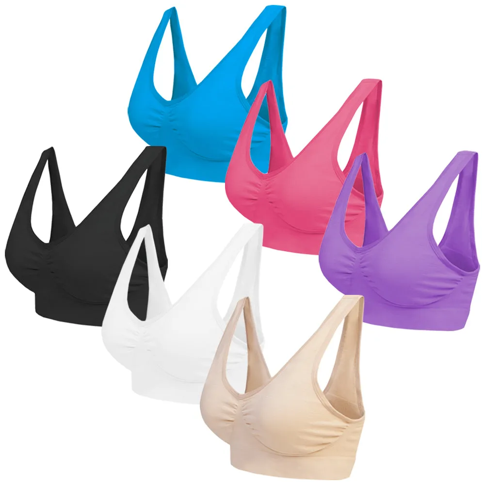 3 Pack Seamless Comfort Bra - Navy / Grey / Peach