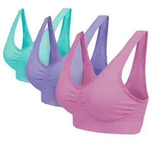 3 Pack Seamless Comfort Bra - Navy / Grey / Peach