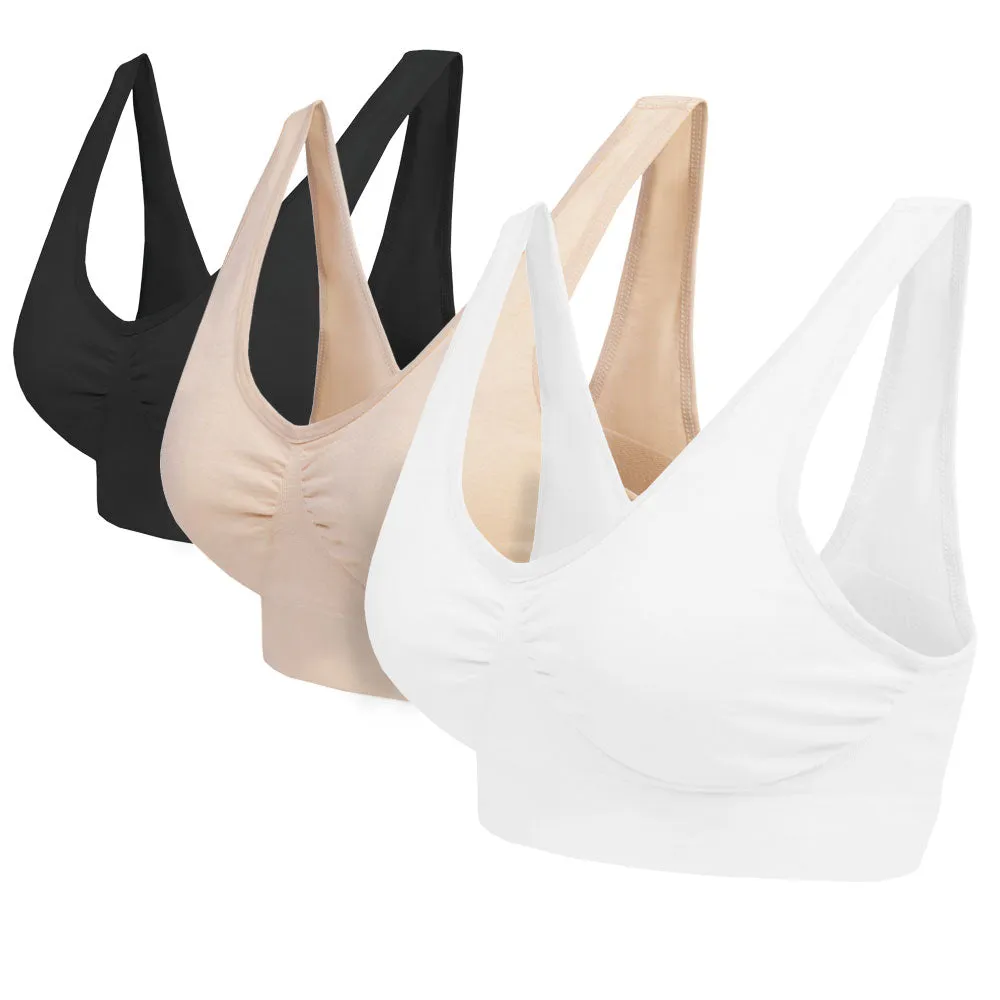 3 Pack Seamless Comfort Bra - Navy / Grey / Peach