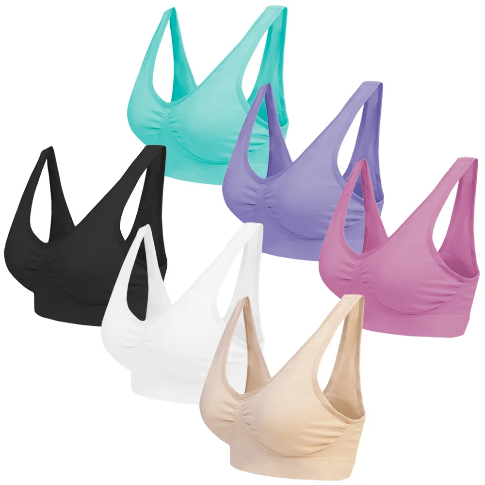 3 Pack Seamless Comfort Bra - Navy / Grey / Peach