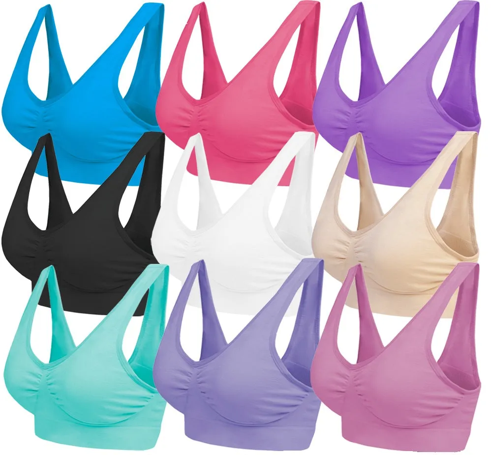 3 Pack Seamless Comfort Bra - Navy / Grey / Peach