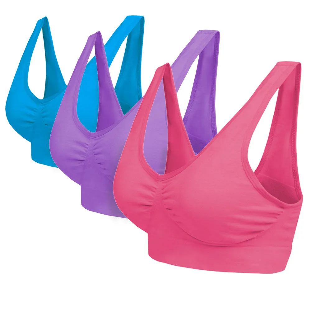 3 Pack Seamless Comfort Bra - Navy / Grey / Peach