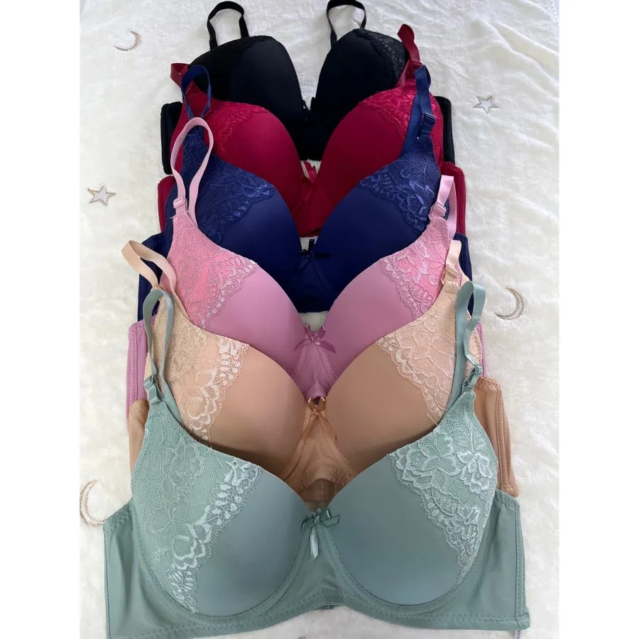 6-Pack Button Bras – Underwire Support in B, C, D & DD Cup Sizes