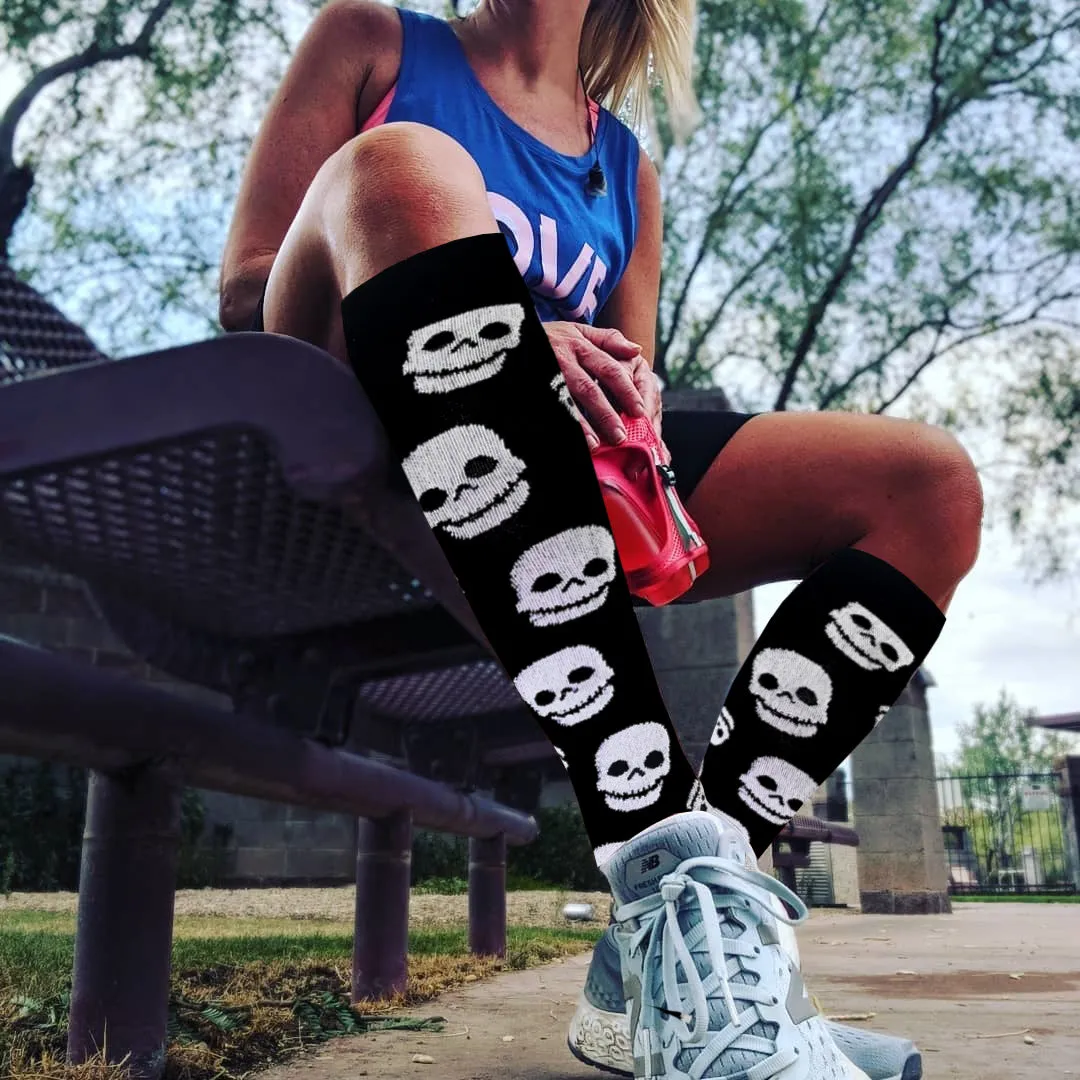 8-Pairs Skull-Print Compression Socks for Man and Woman (20-30 mmHG）| ACTINPUT