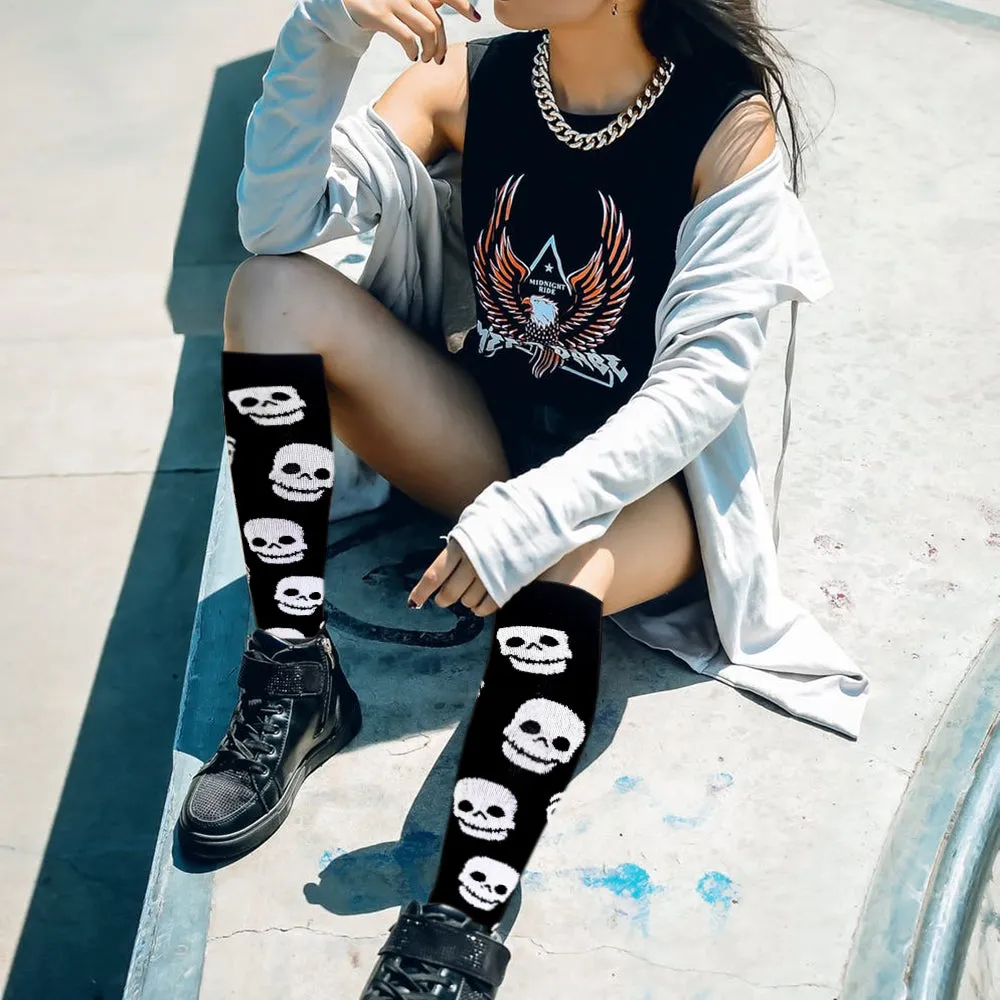 8-Pairs Skull-Print Compression Socks for Man and Woman (20-30 mmHG）| ACTINPUT