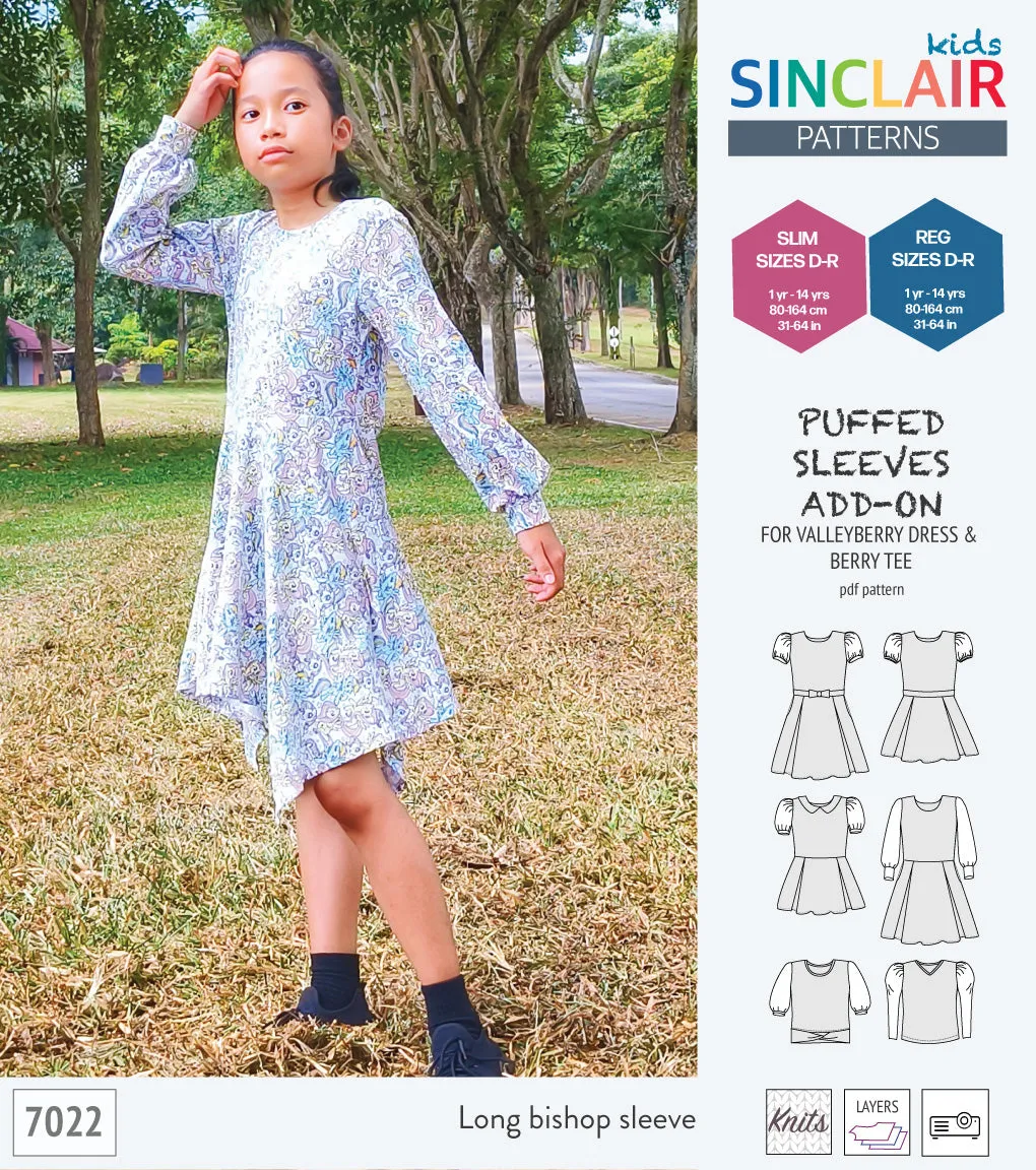 ADD-ON Puffed Sleeves add-on pack for Valleyberry dress and Berry tee other compatible patterns for children (PDF)