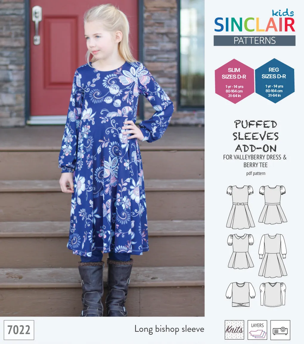 ADD-ON Puffed Sleeves add-on pack for Valleyberry dress and Berry tee other compatible patterns for children (PDF)