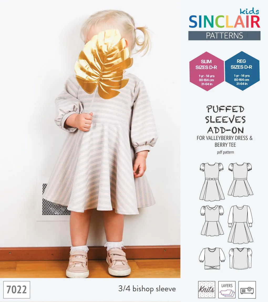 ADD-ON Puffed Sleeves add-on pack for Valleyberry dress and Berry tee other compatible patterns for children (PDF)