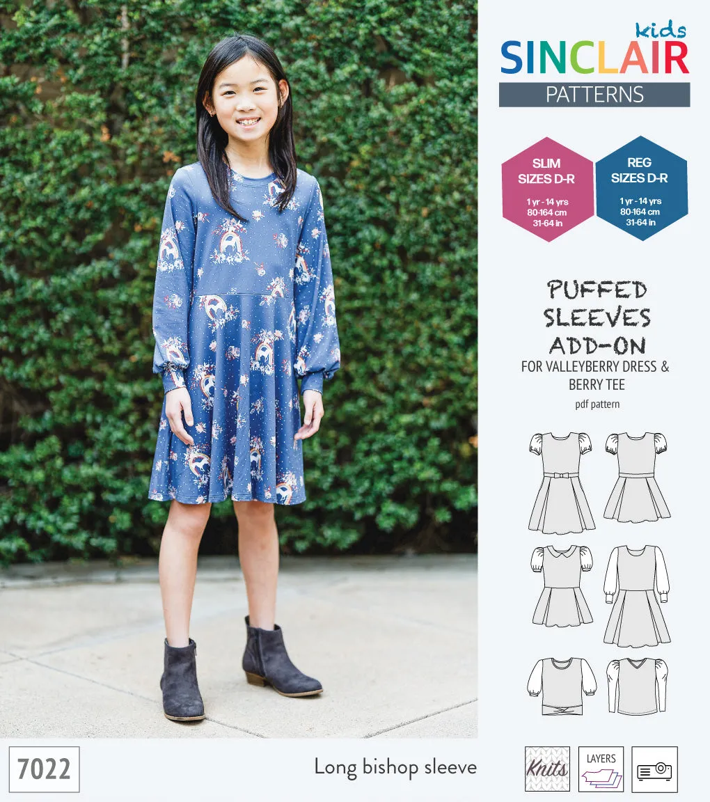 ADD-ON Puffed Sleeves add-on pack for Valleyberry dress and Berry tee other compatible patterns for children (PDF)