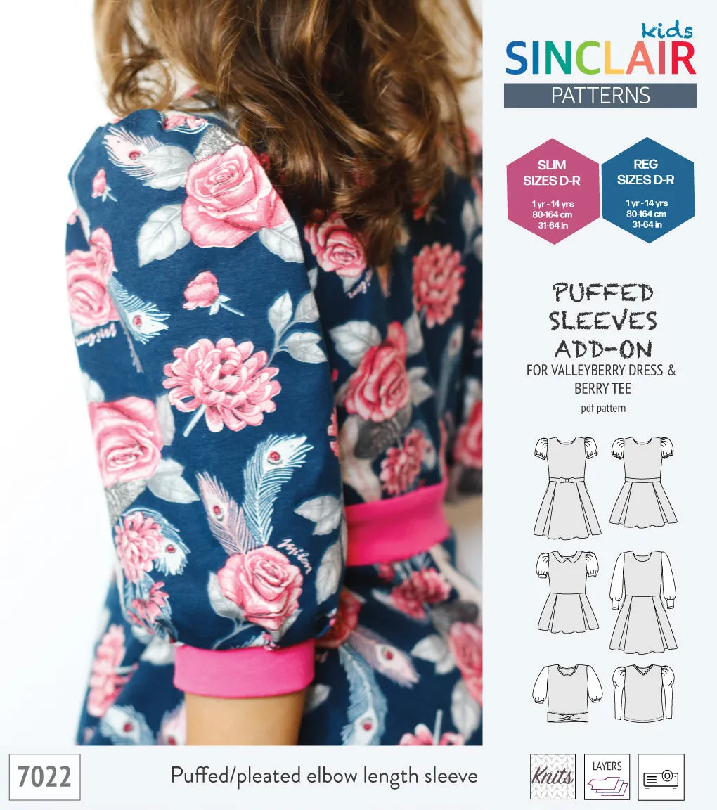 ADD-ON Puffed Sleeves add-on pack for Valleyberry dress and Berry tee other compatible patterns for children (PDF)