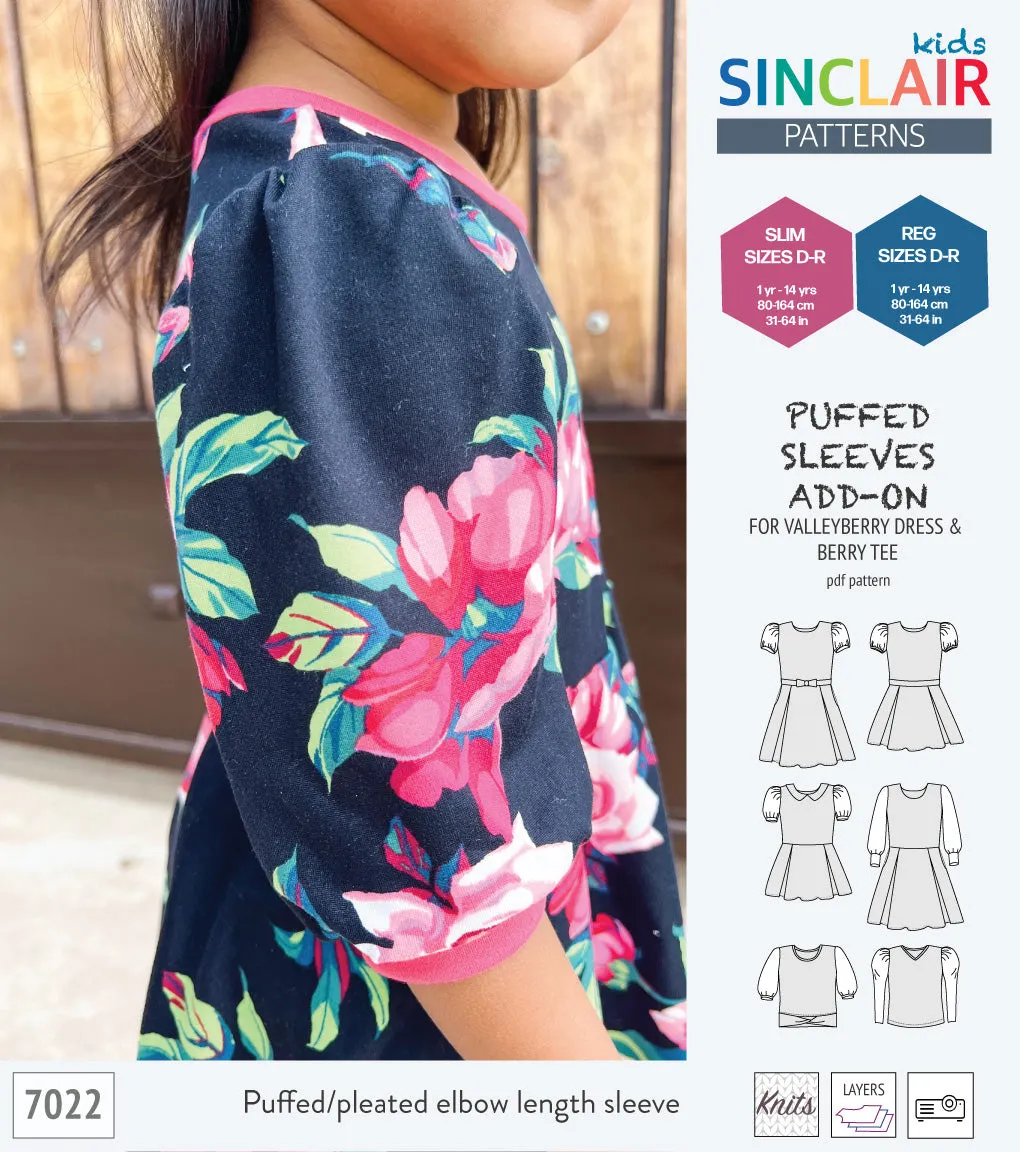 ADD-ON Puffed Sleeves add-on pack for Valleyberry dress and Berry tee other compatible patterns for children (PDF)