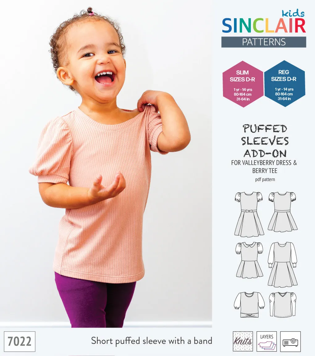 ADD-ON Puffed Sleeves add-on pack for Valleyberry dress and Berry tee other compatible patterns for children (PDF)