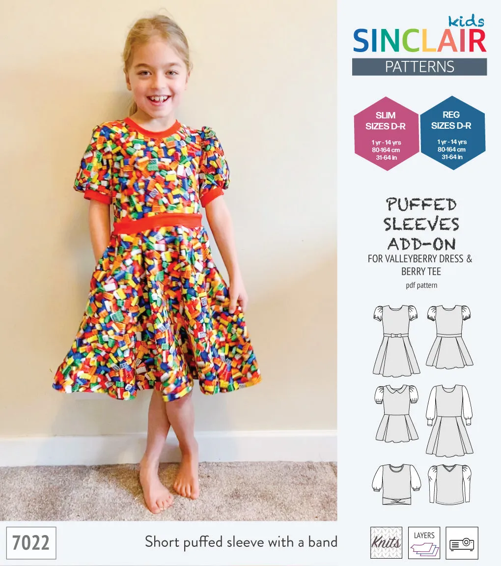 ADD-ON Puffed Sleeves add-on pack for Valleyberry dress and Berry tee other compatible patterns for children (PDF)