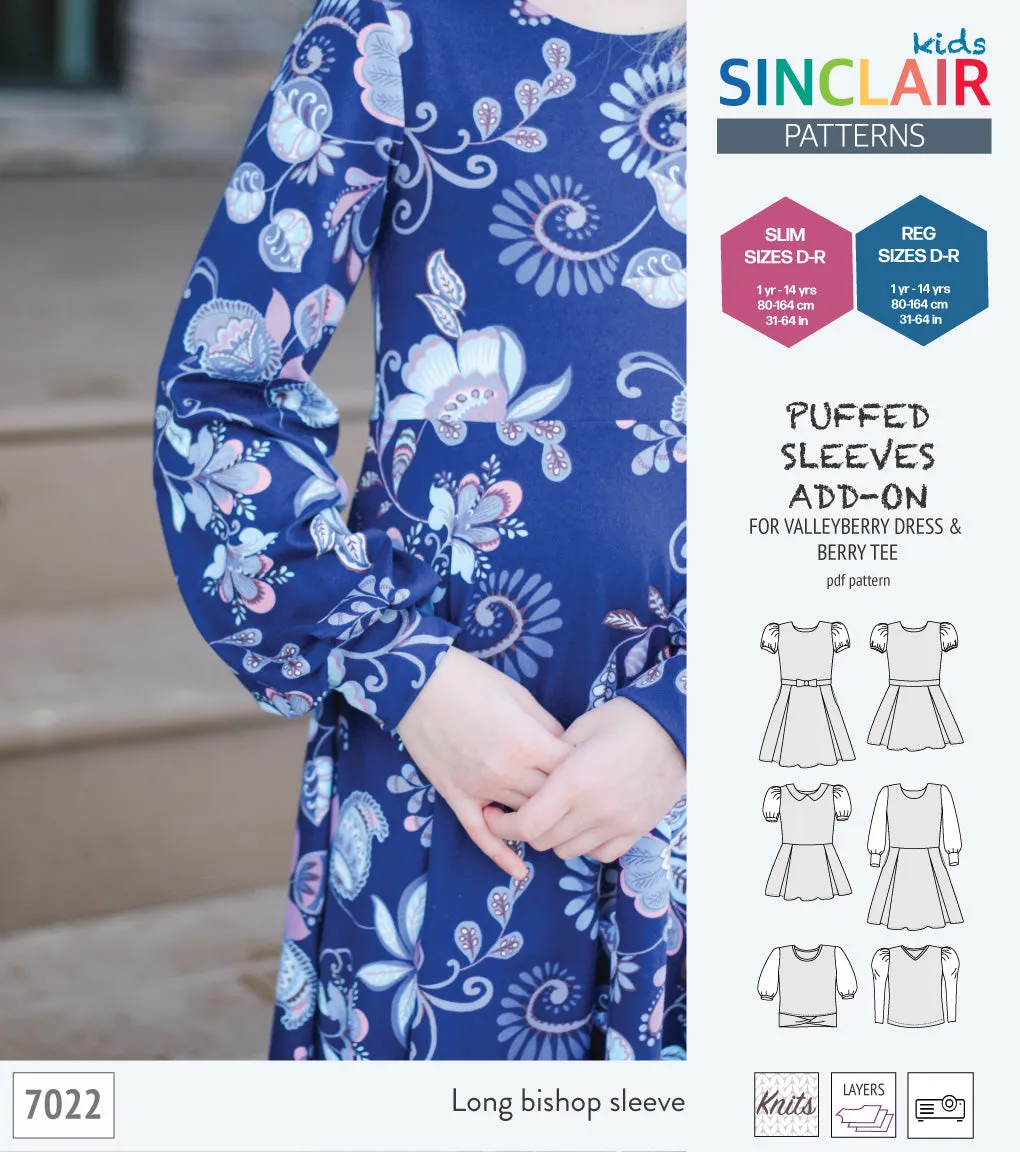 ADD-ON Puffed Sleeves add-on pack for Valleyberry dress and Berry tee other compatible patterns for children (PDF)