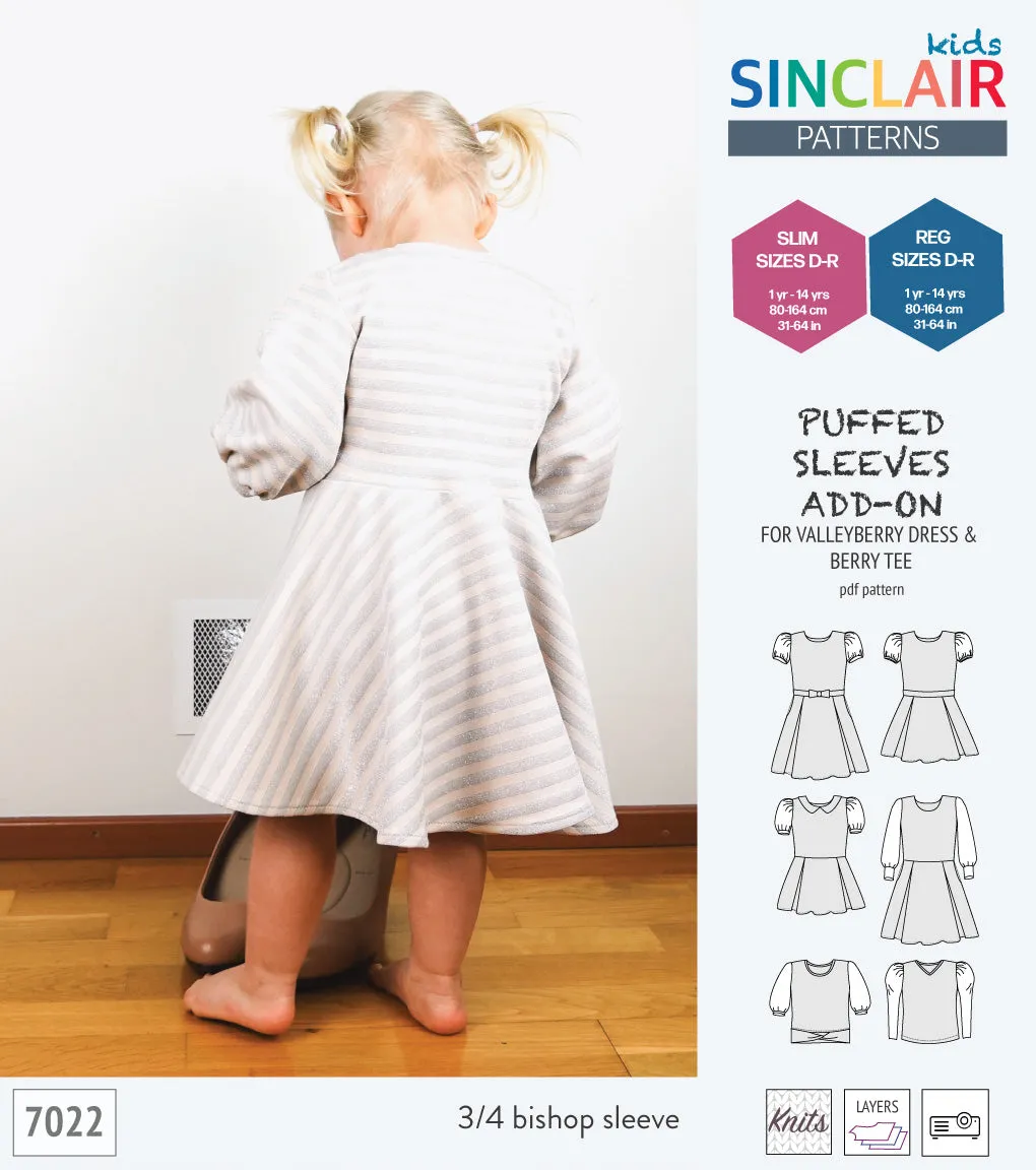 ADD-ON Puffed Sleeves add-on pack for Valleyberry dress and Berry tee other compatible patterns for children (PDF)