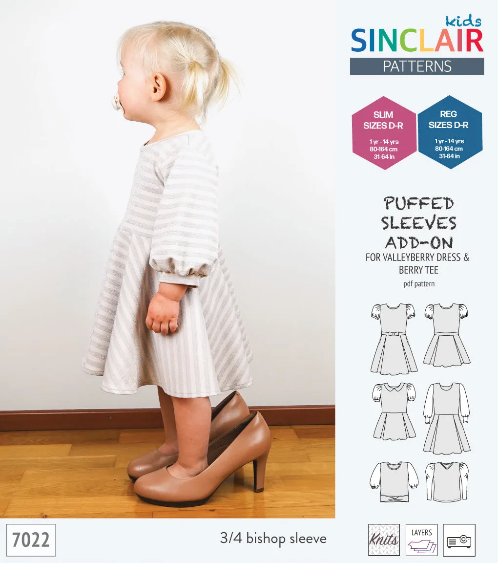 ADD-ON Puffed Sleeves add-on pack for Valleyberry dress and Berry tee other compatible patterns for children (PDF)