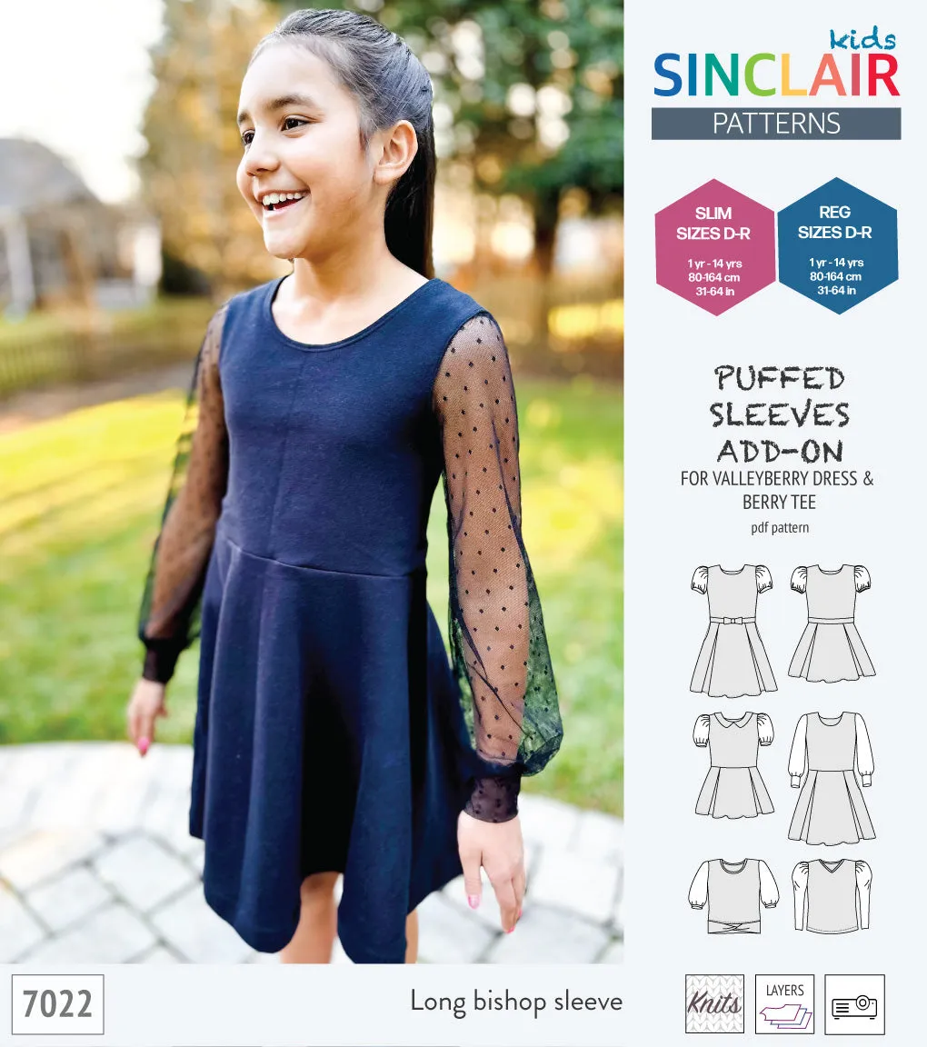 ADD-ON Puffed Sleeves add-on pack for Valleyberry dress and Berry tee other compatible patterns for children (PDF)