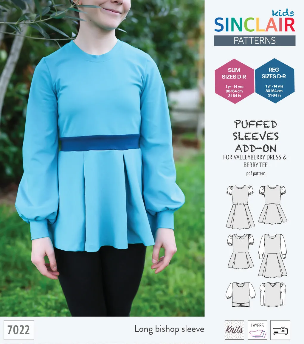 ADD-ON Puffed Sleeves add-on pack for Valleyberry dress and Berry tee other compatible patterns for children (PDF)