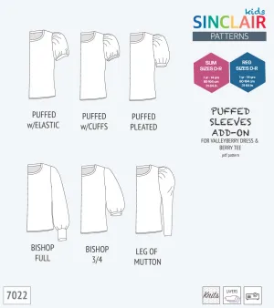 ADD-ON Puffed Sleeves add-on pack for Valleyberry dress and Berry tee other compatible patterns for children (PDF)