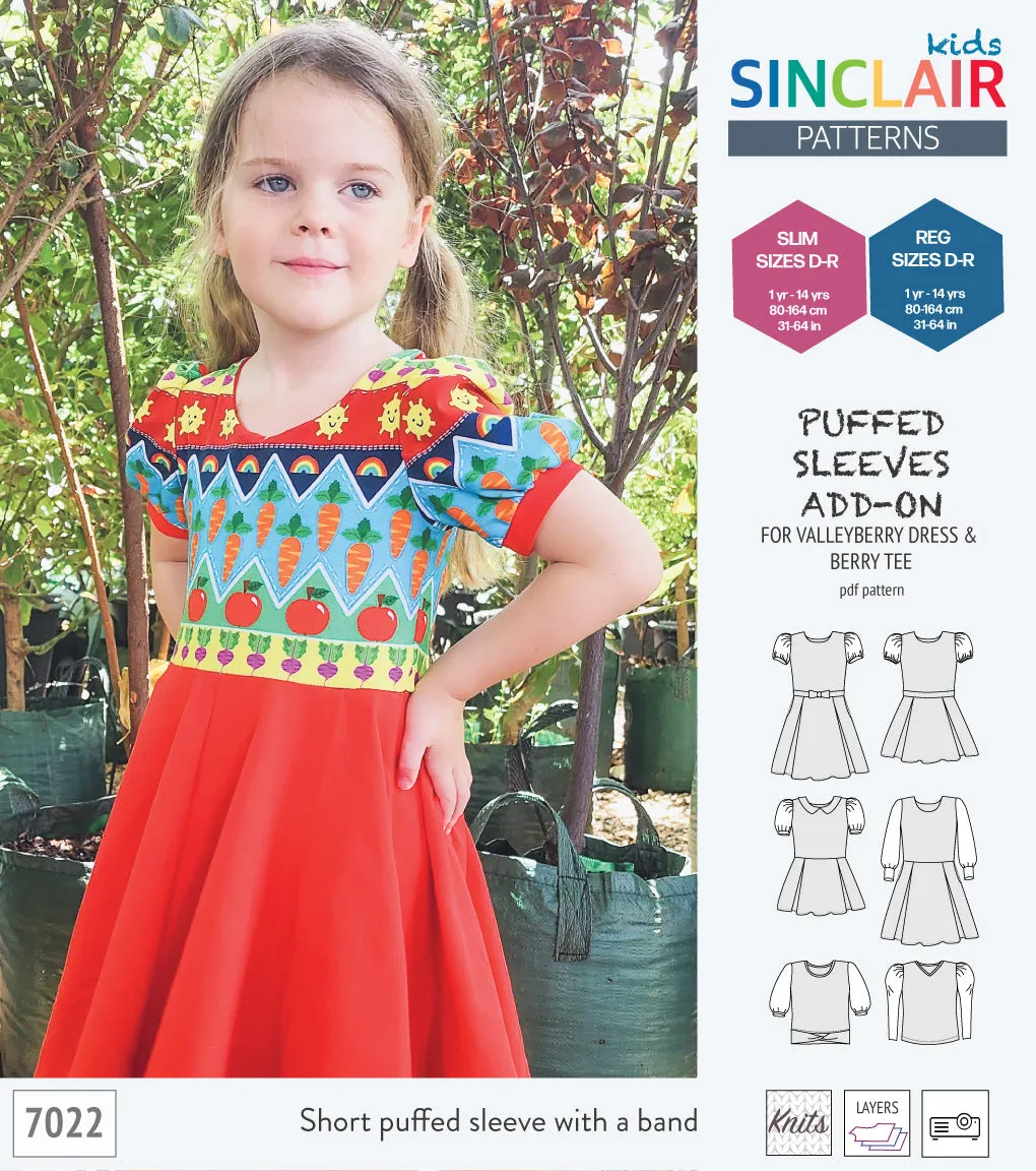 ADD-ON Puffed Sleeves add-on pack for Valleyberry dress and Berry tee other compatible patterns for children (PDF)