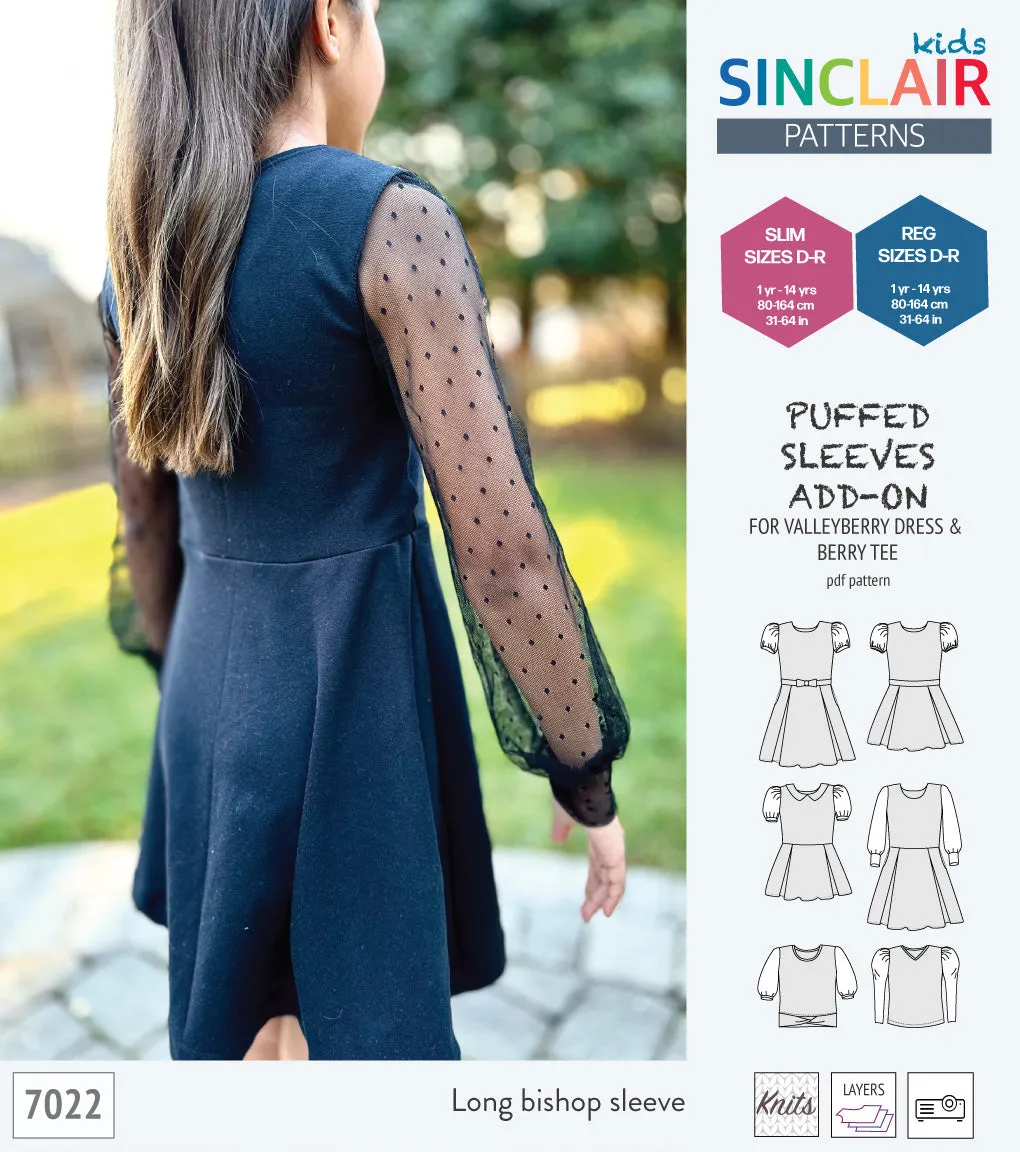 ADD-ON Puffed Sleeves add-on pack for Valleyberry dress and Berry tee other compatible patterns for children (PDF)