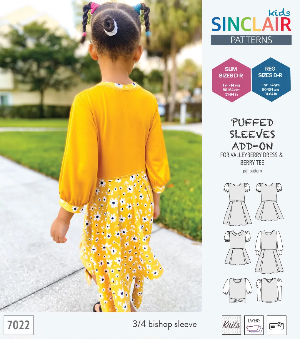 ADD-ON Puffed Sleeves add-on pack for Valleyberry dress and Berry tee other compatible patterns for children (PDF)
