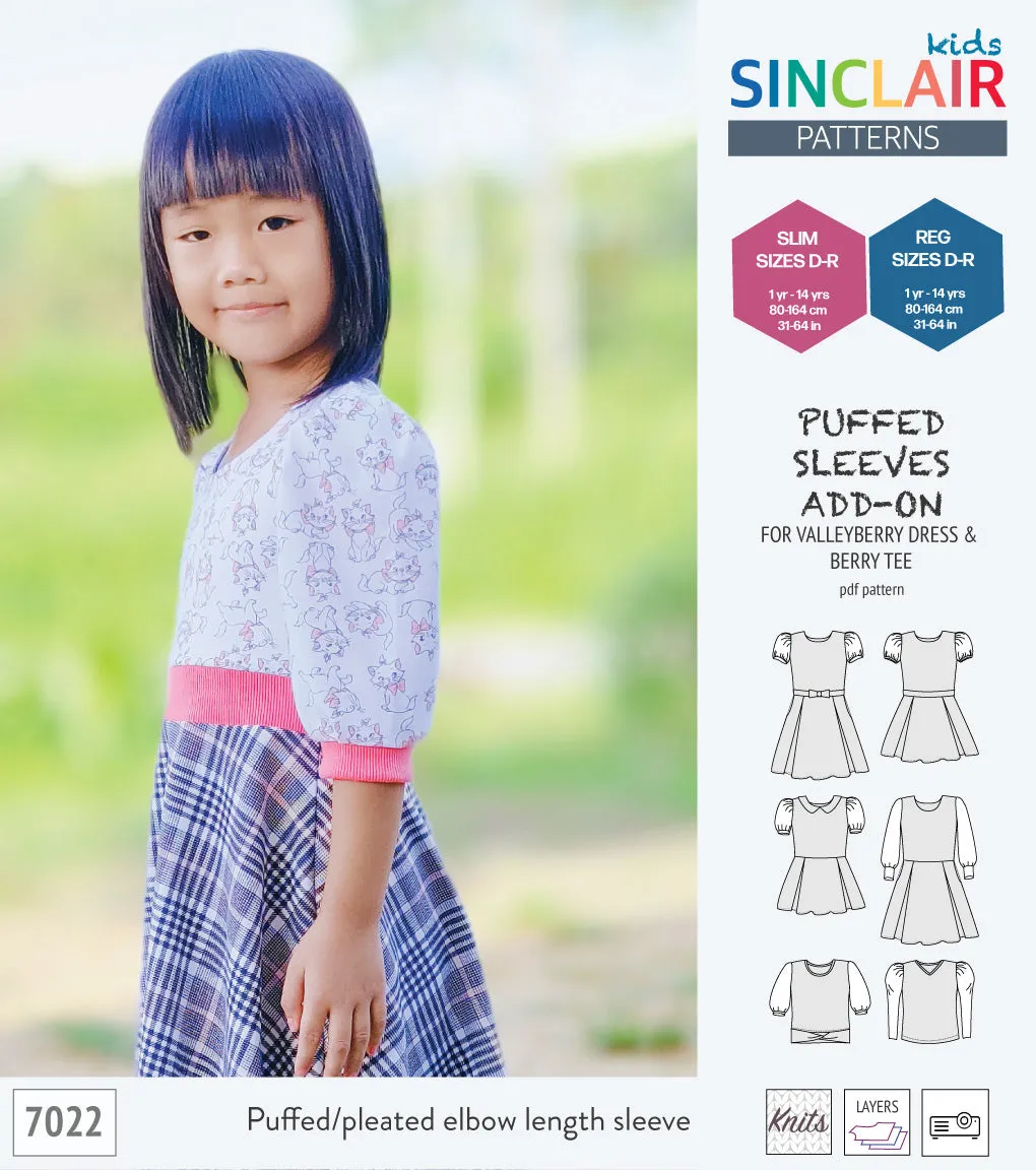ADD-ON Puffed Sleeves add-on pack for Valleyberry dress and Berry tee other compatible patterns for children (PDF)